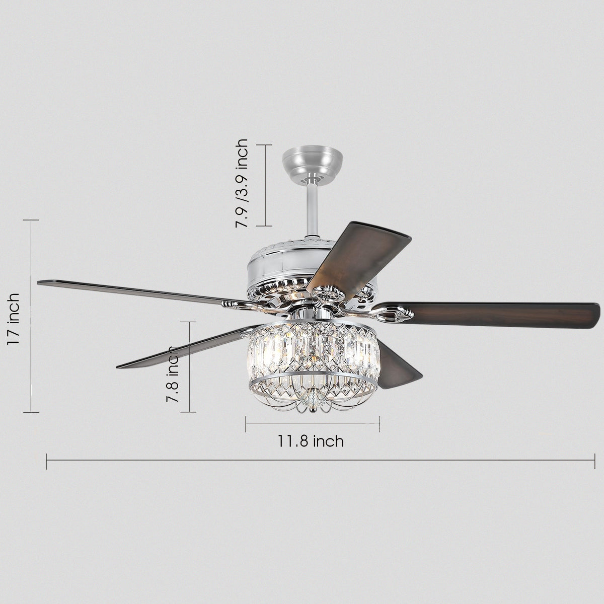 Farmhouse Crystal Ceiling Fan Light