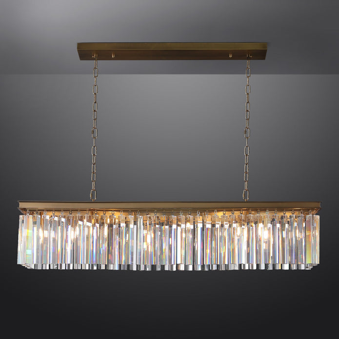 Zestra K9 Crystal Rectangular Chandelier 49"