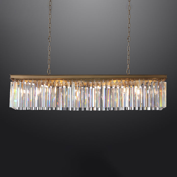 Zestra K9 Crystal Rectangular Chandelier 49"