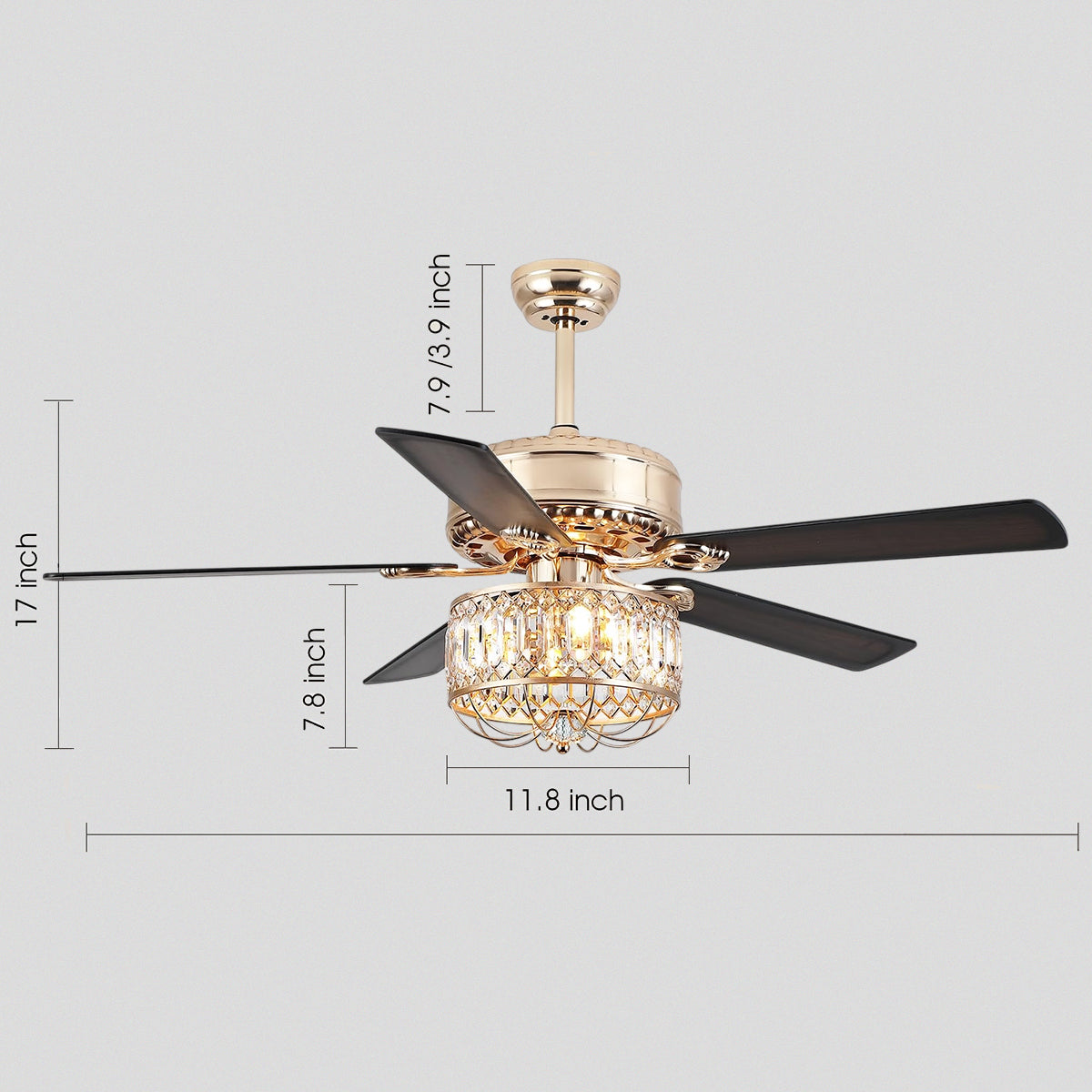 Farmhouse Crystal Ceiling Fan Light