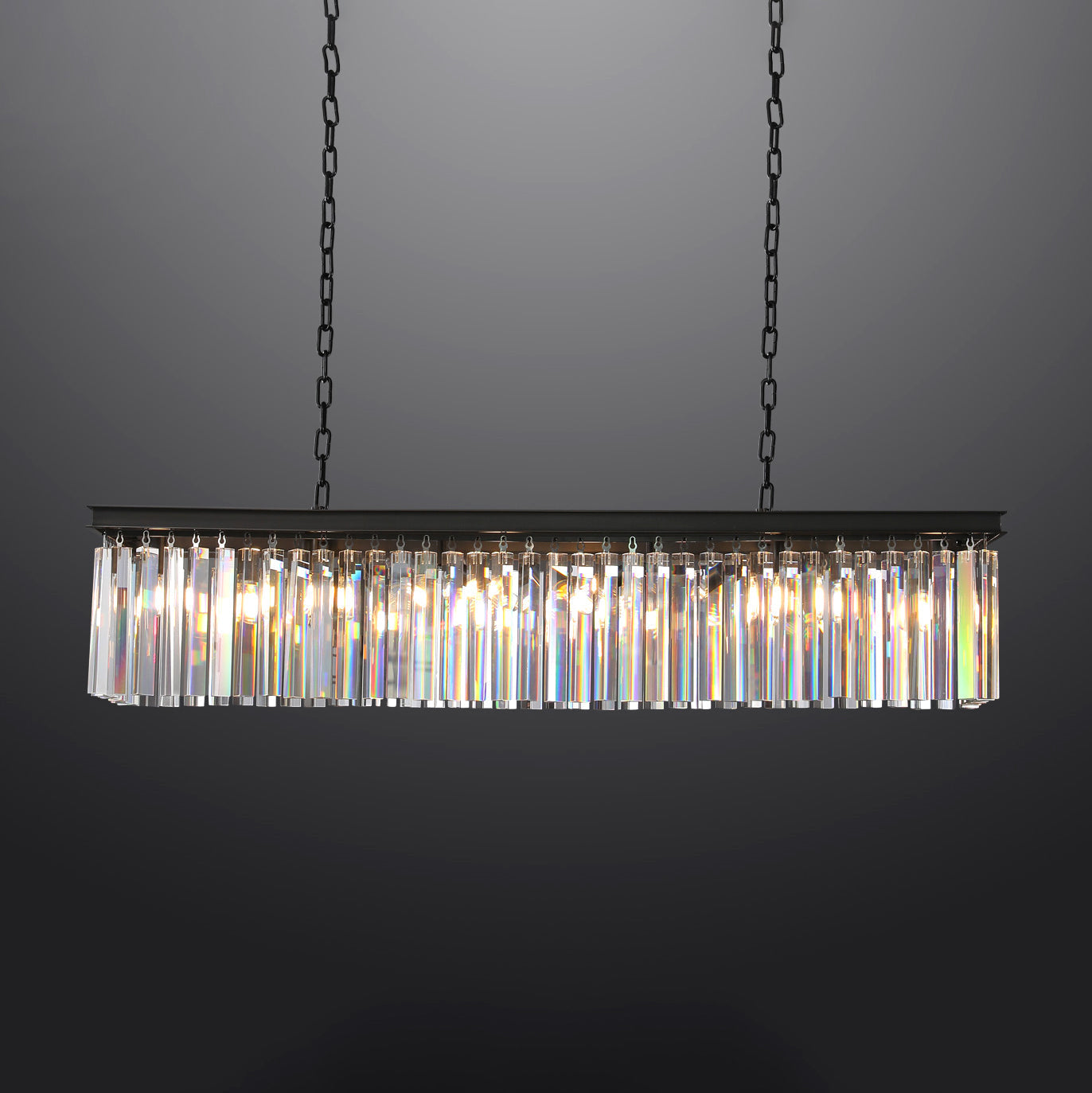 Zestra K9 Crystal Rectangular Chandelier 49"