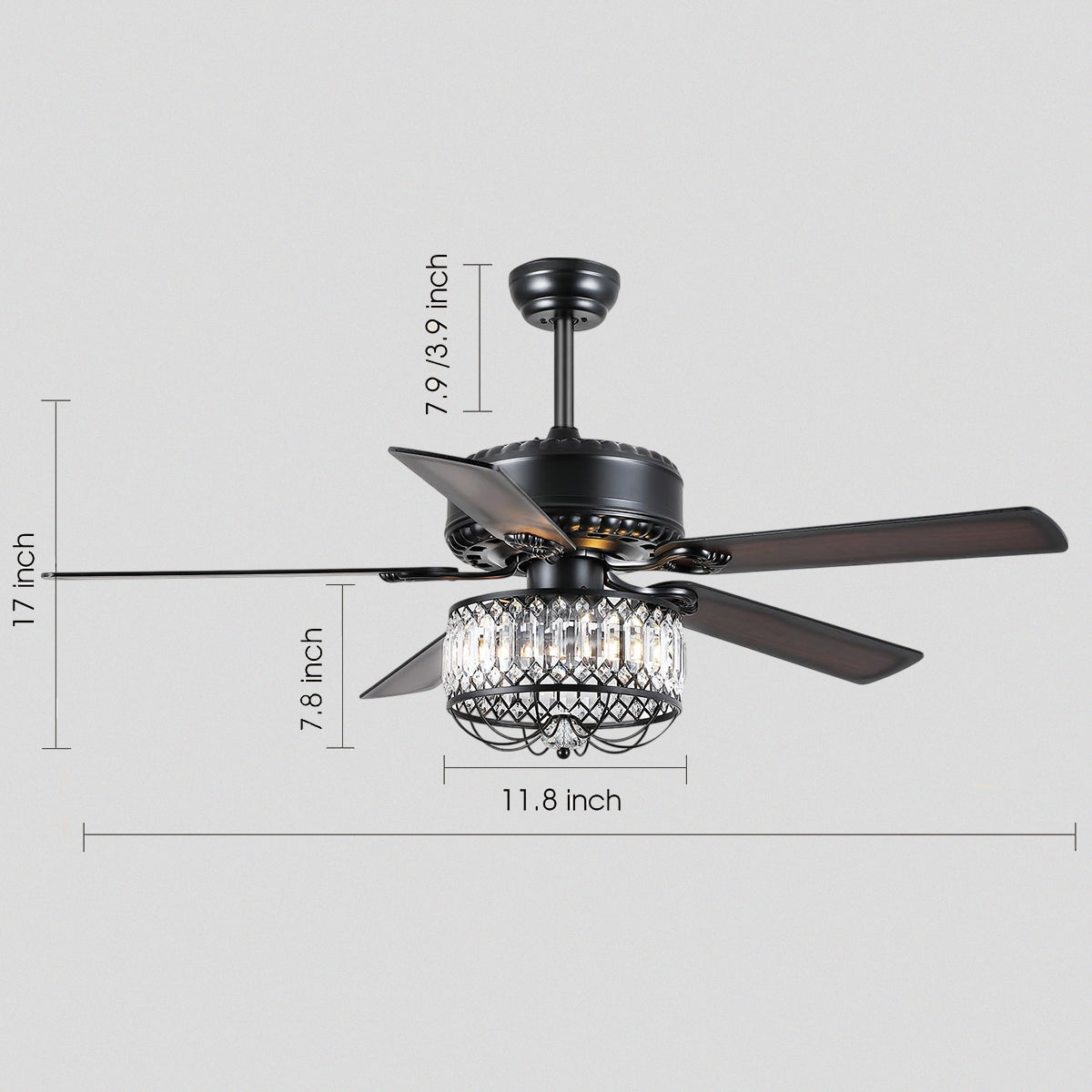 Farmhouse Crystal Ceiling Fan Light