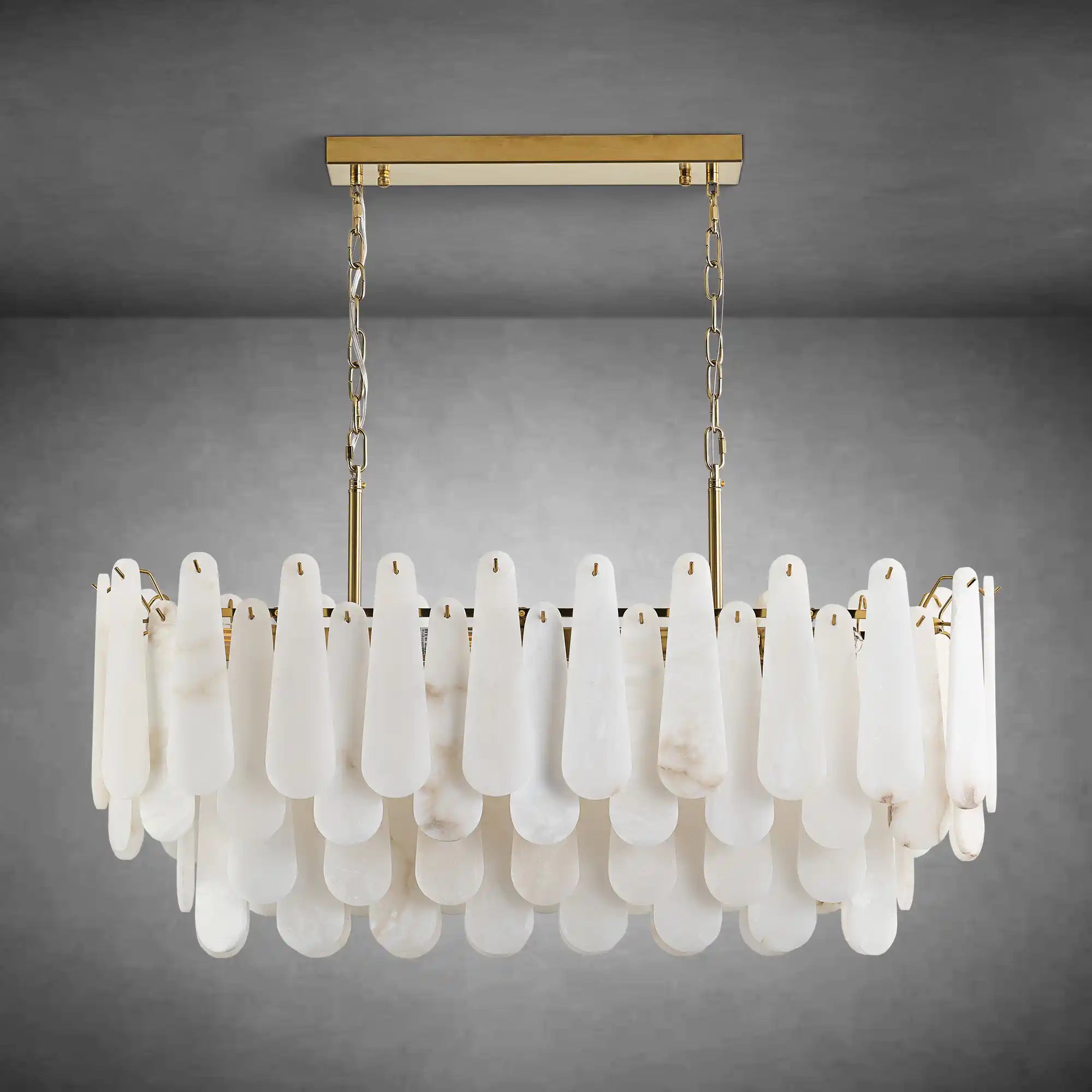 Modern Alabaster Brass Round Pendant light
