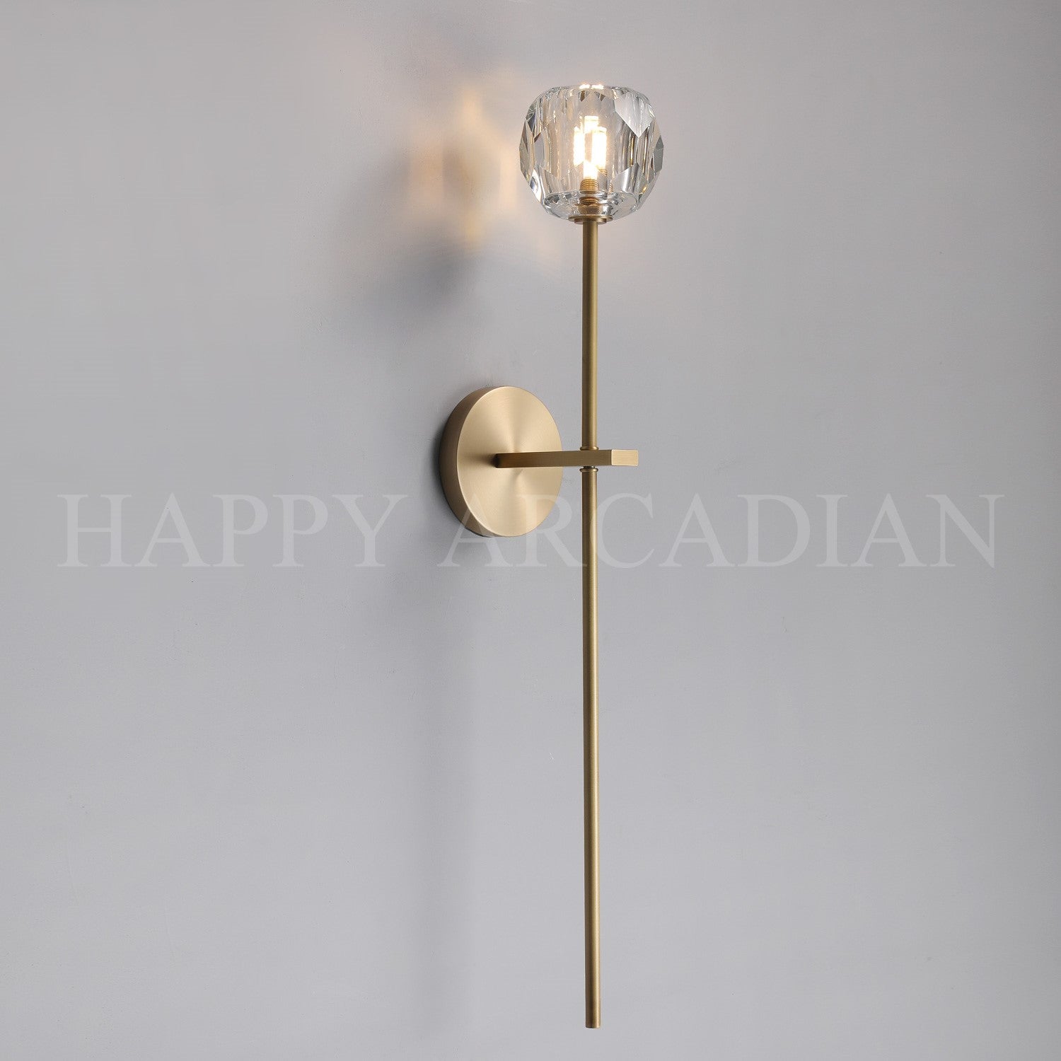 HA Bola De Long Style Clear Crystal Wall Sconces