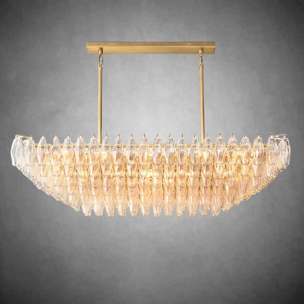 Eclipsia Glass Tired Rectangular Chandelier 54"74''