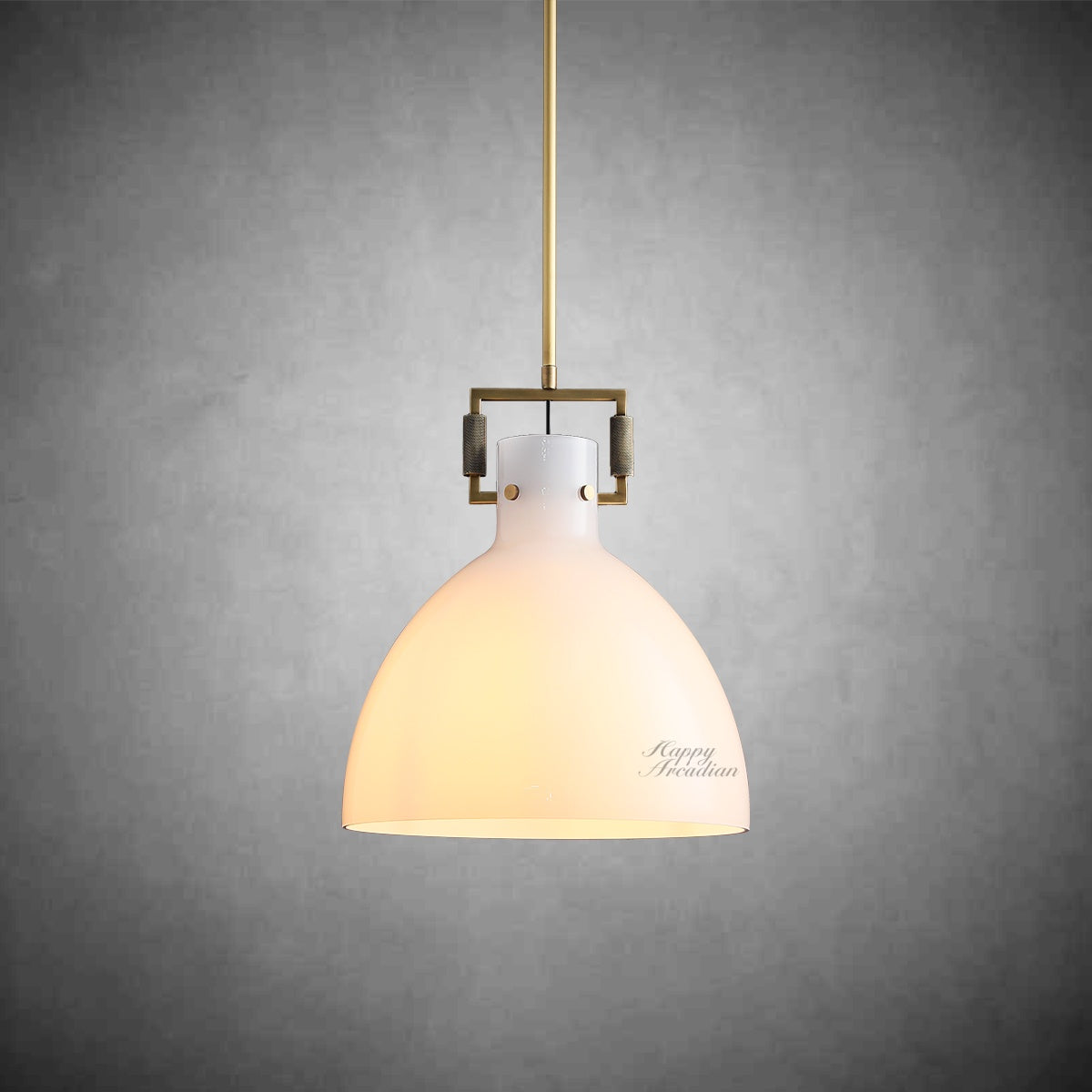 Machinist Milk Glass Cloche Pendant