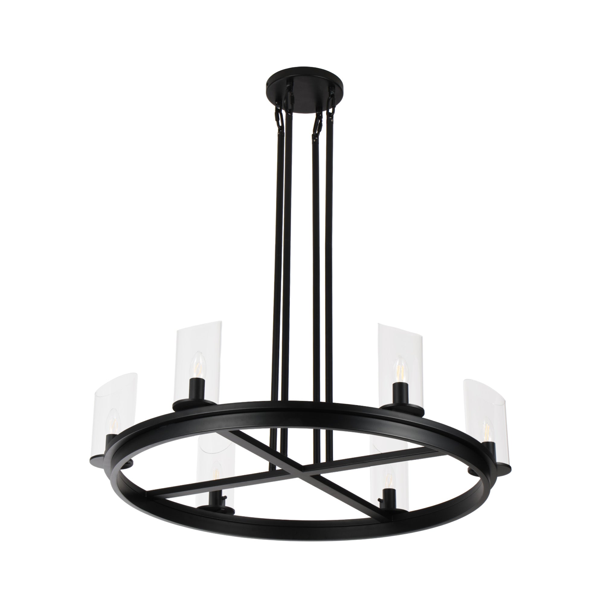 Modern Frame Glass Shade Chandelier