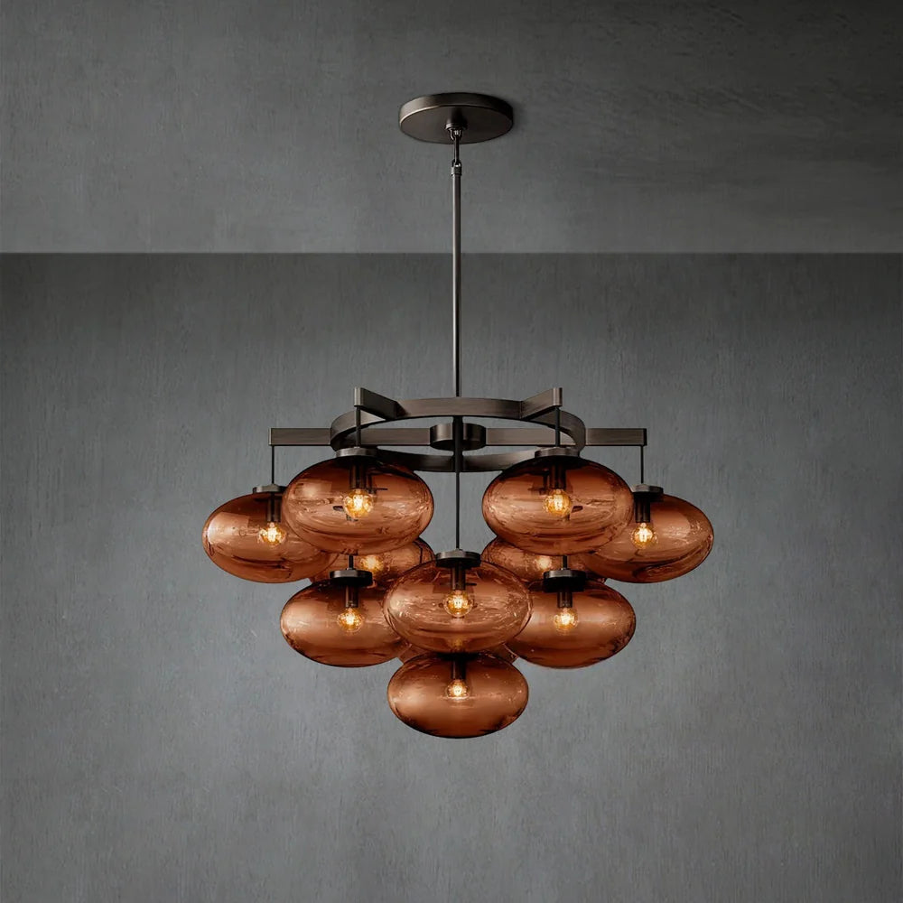 Cabrlet Smoke Glass Round Chandelier 36"