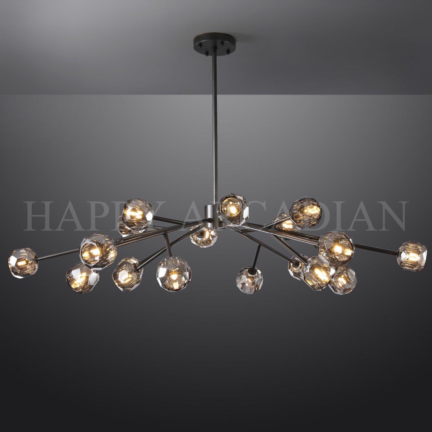 HA Bola De Smoke Crystal Round Chandelier 60"