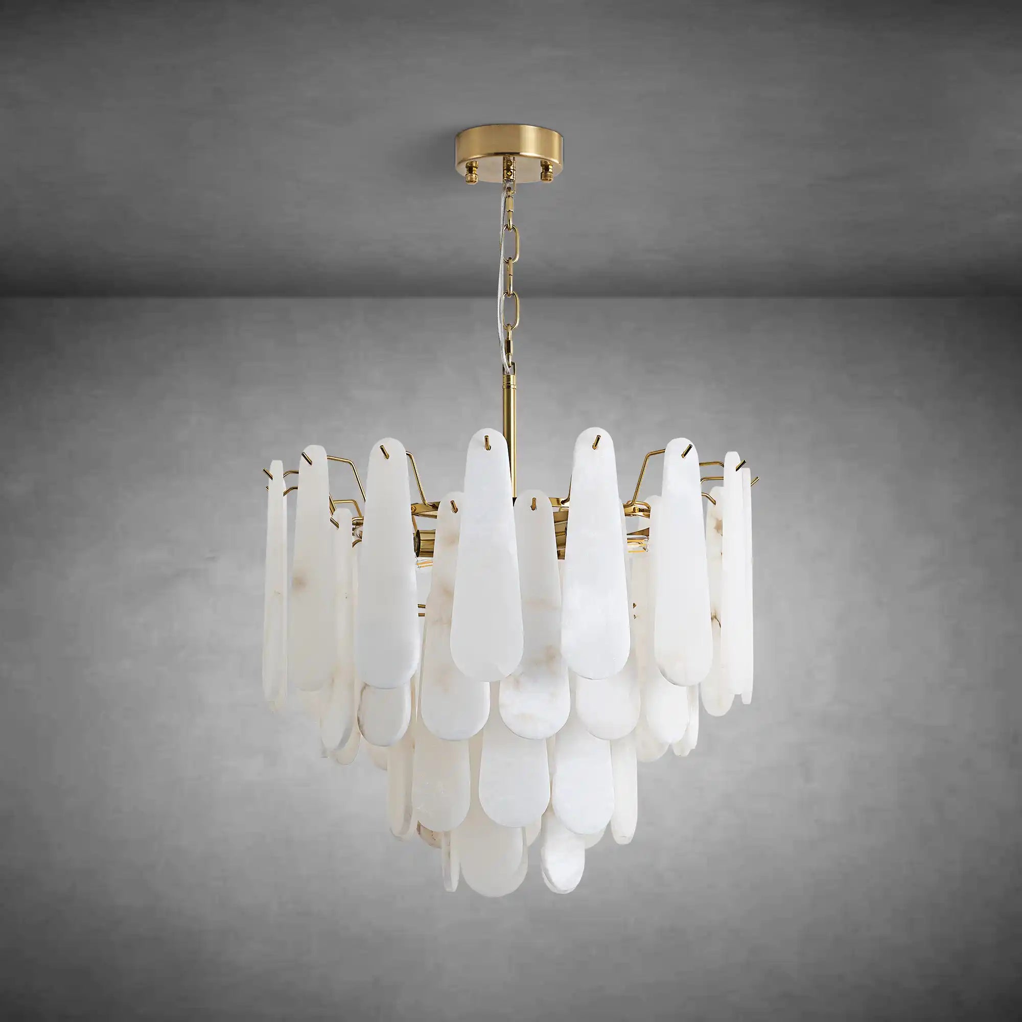 Modern Alabaster Brass Round Pendant light