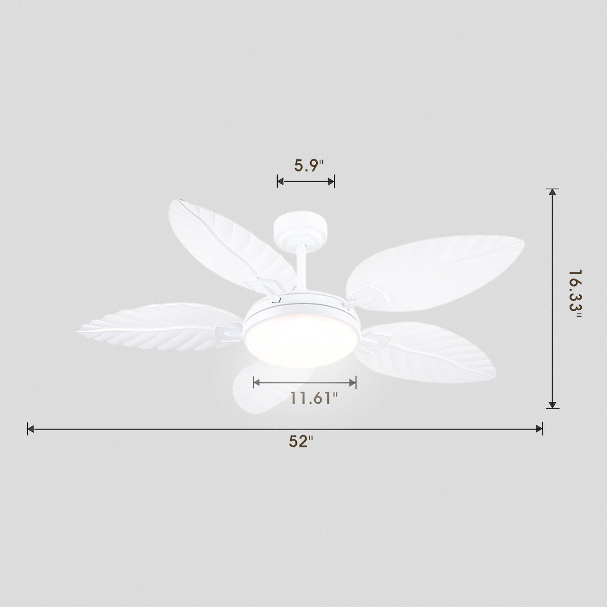 Palm Leaf Ceiling Fans with Lights Tropical Ceiling Fans 6 Speeds Reversible Wood Grain 52"