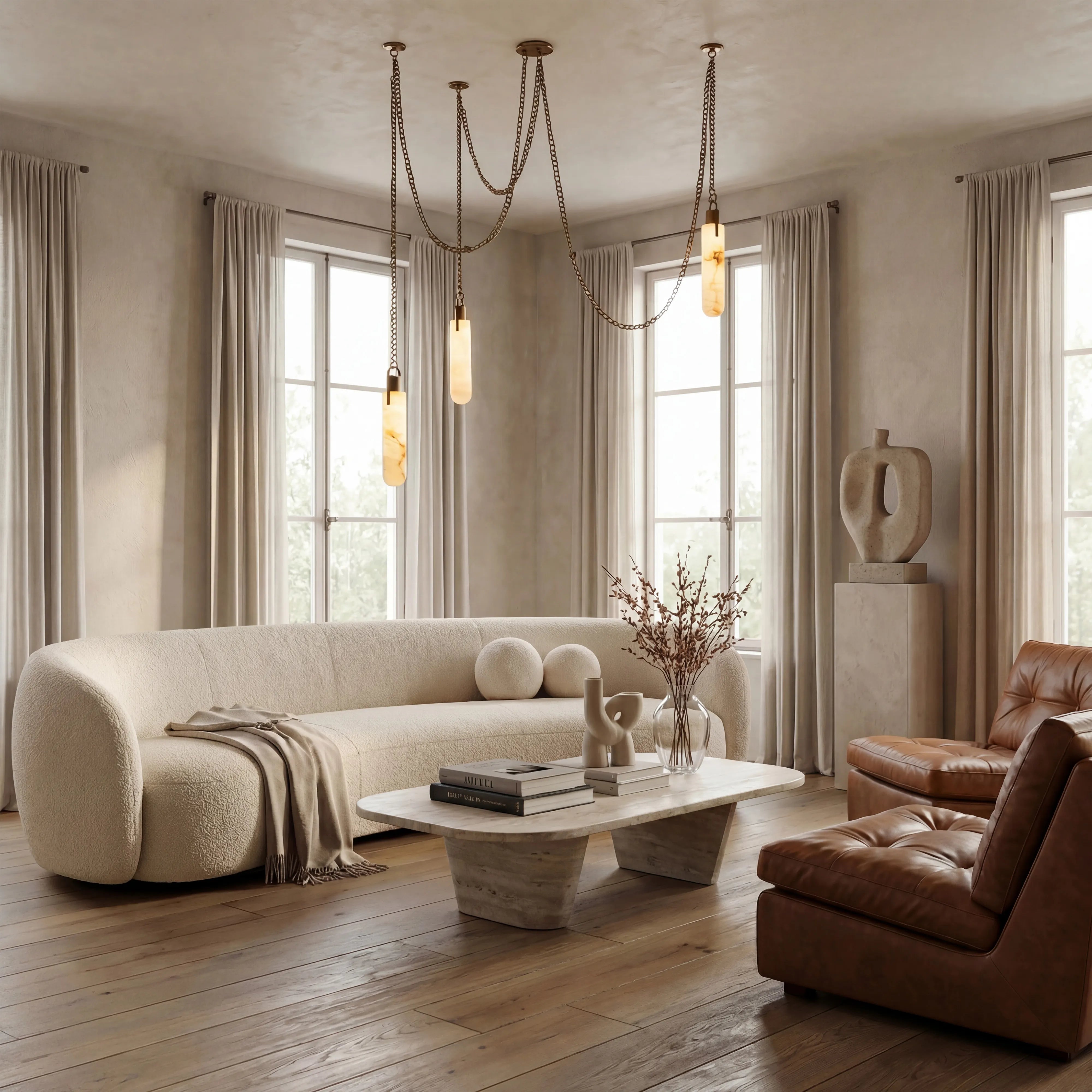 Theresa 3 Light LED Multi-Drop Alabaster Chandelier Lighting