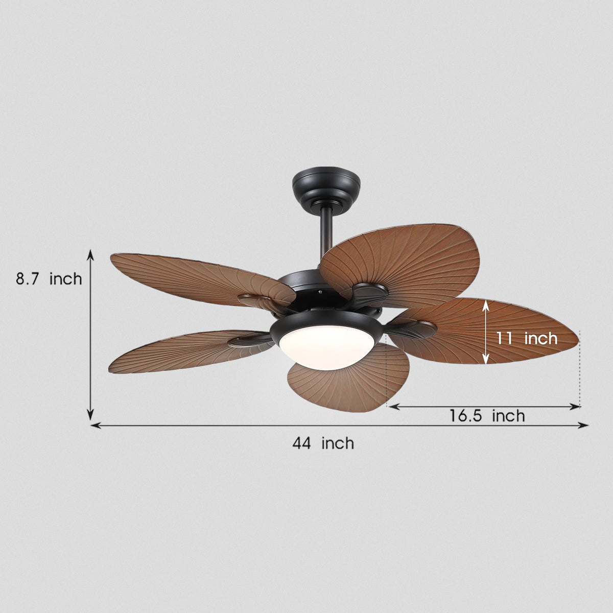 Retro Banana Leaf Shaped Blade Ceiling Fan Lamp 44"
