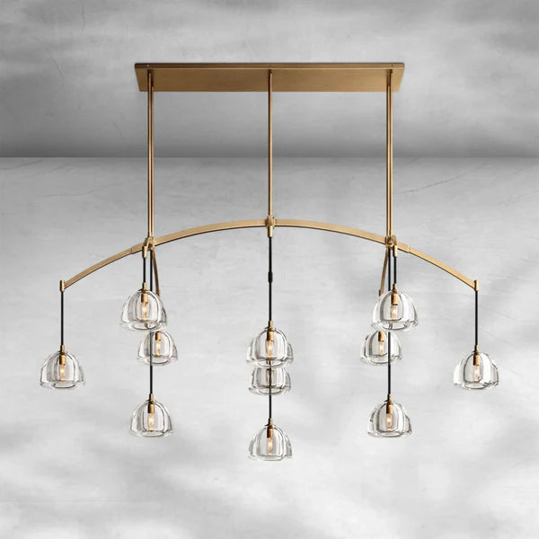 Hemispheae Modern Glass Linear Chandelier 54" 72"