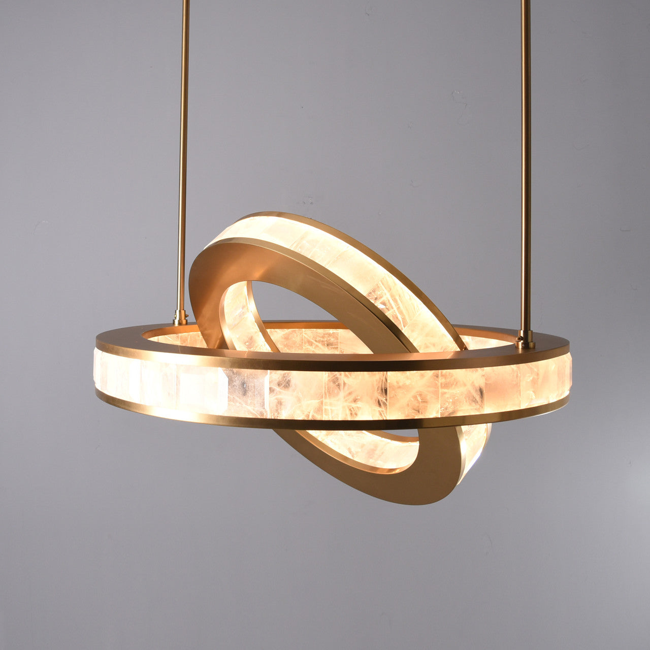 Rosario Luxury Brass Rock Crystal Pendant Chandelier