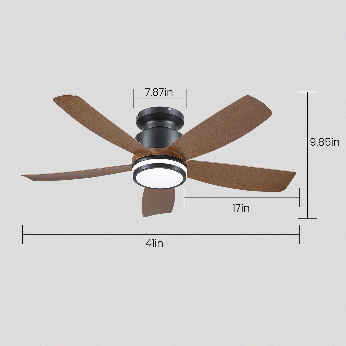 Recessed Remote Control Ceiling Fan Light 41"