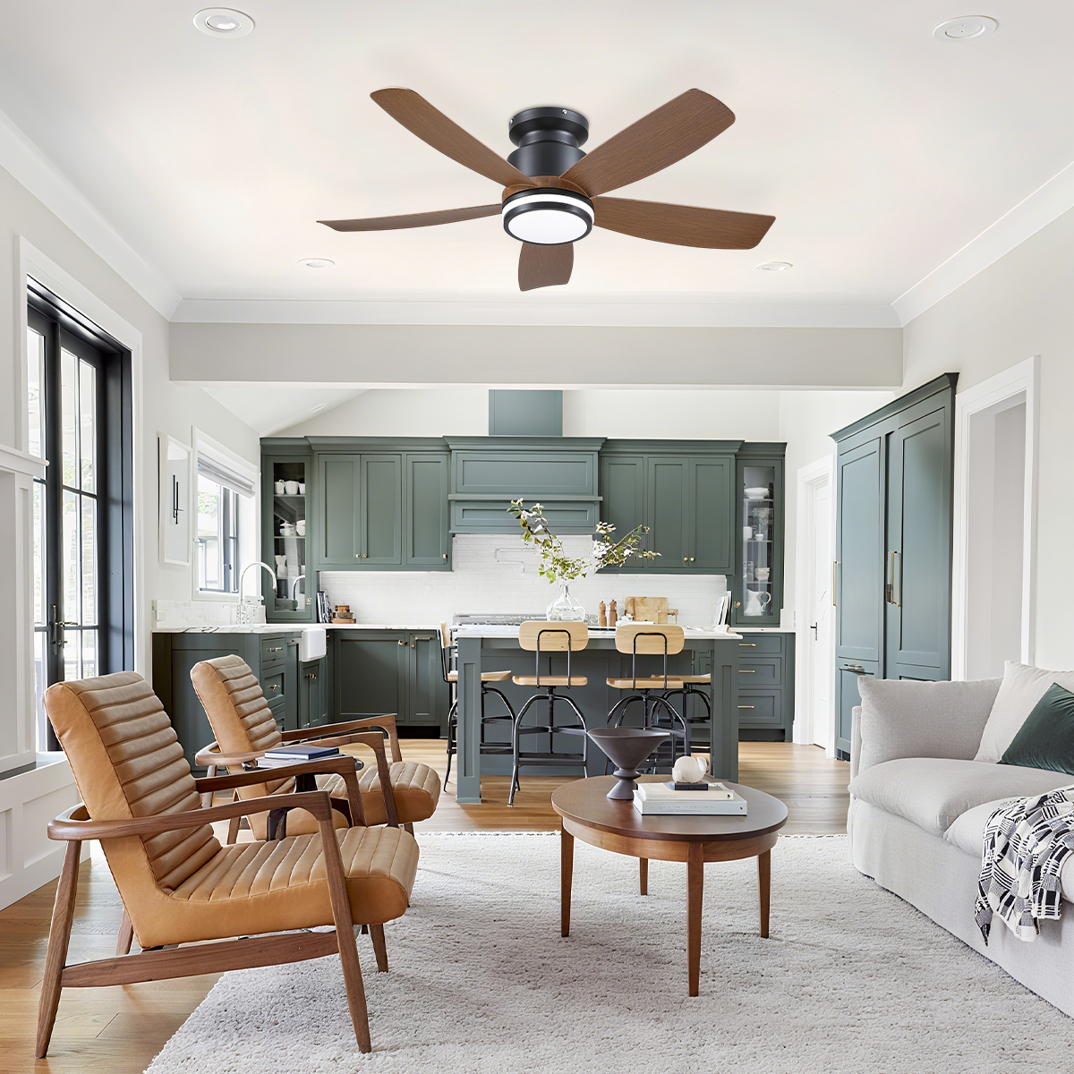 Recessed Remote Control Ceiling Fan Light 41"