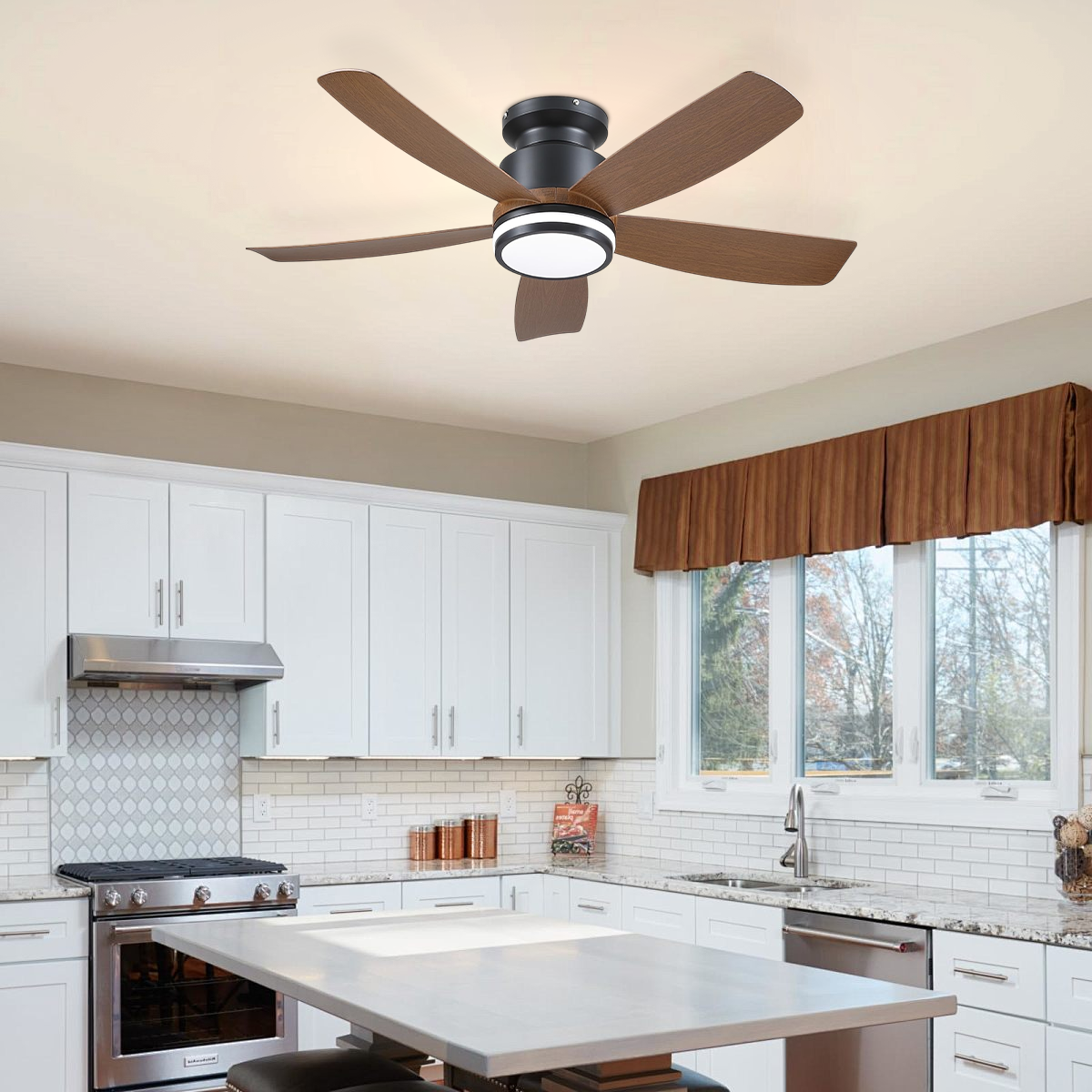 Recessed Remote Control Ceiling Fan Light 41"