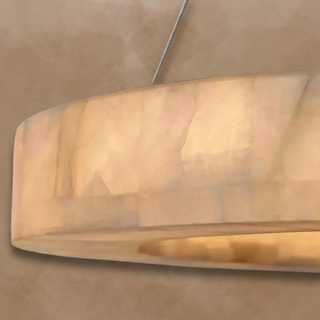 3-TIER ROUND ALABASTER CHANDELIER 39" 47" 59"D