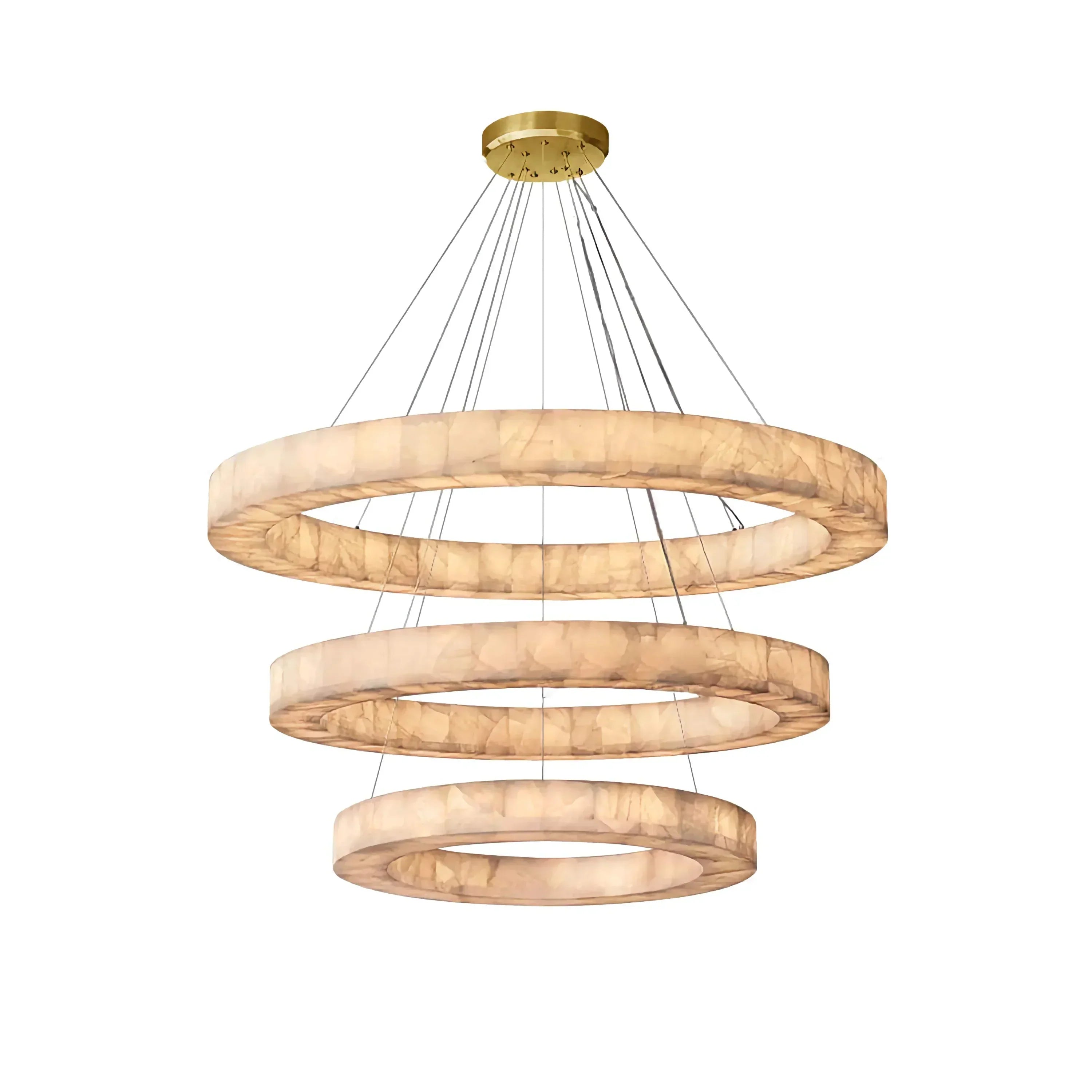 OLYRA 3-TIER ROUND ALABASTER CHANDELIER 39" 47" 59"D