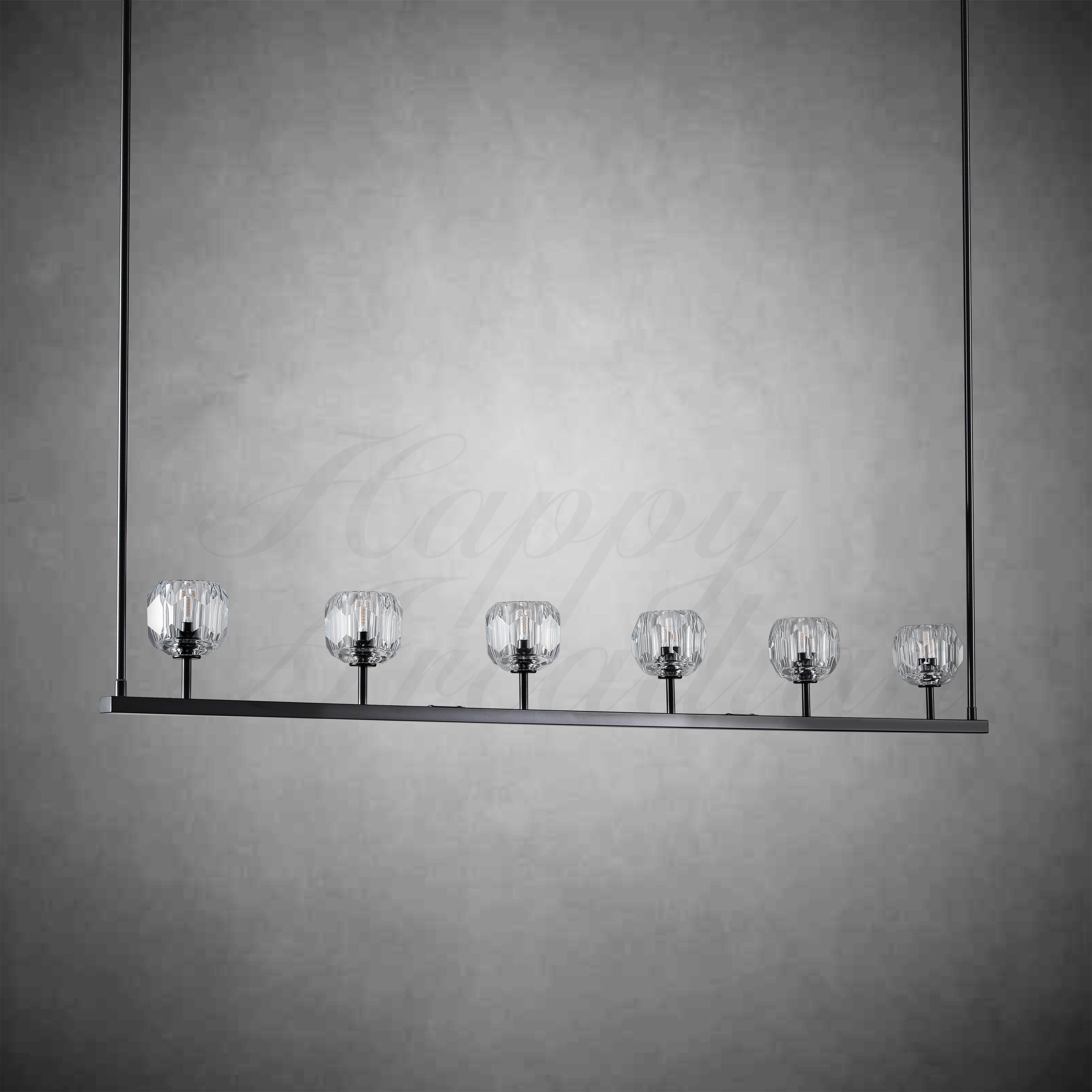 HA Bola De Clear Cristal Linear Chandelier 48"