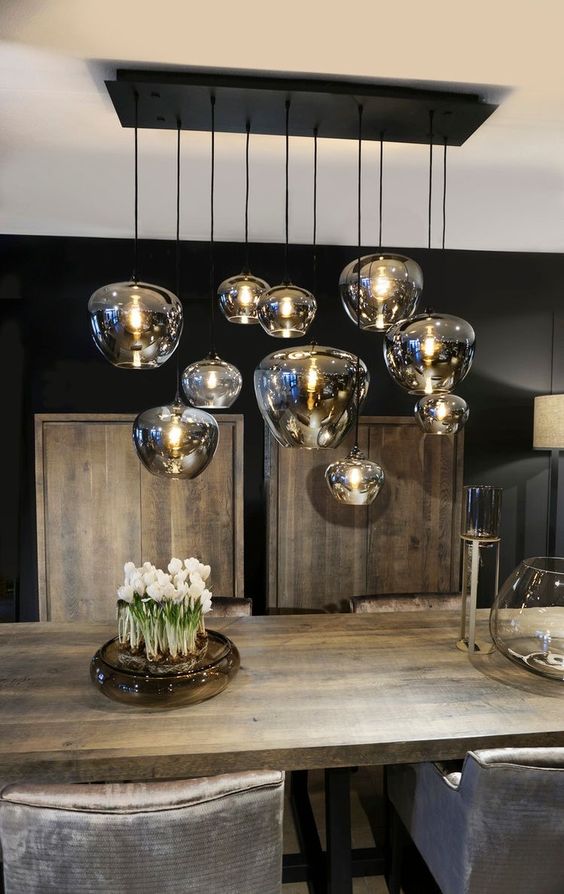 Modern Smoke Gray Glass Lamp Designer Chandelier