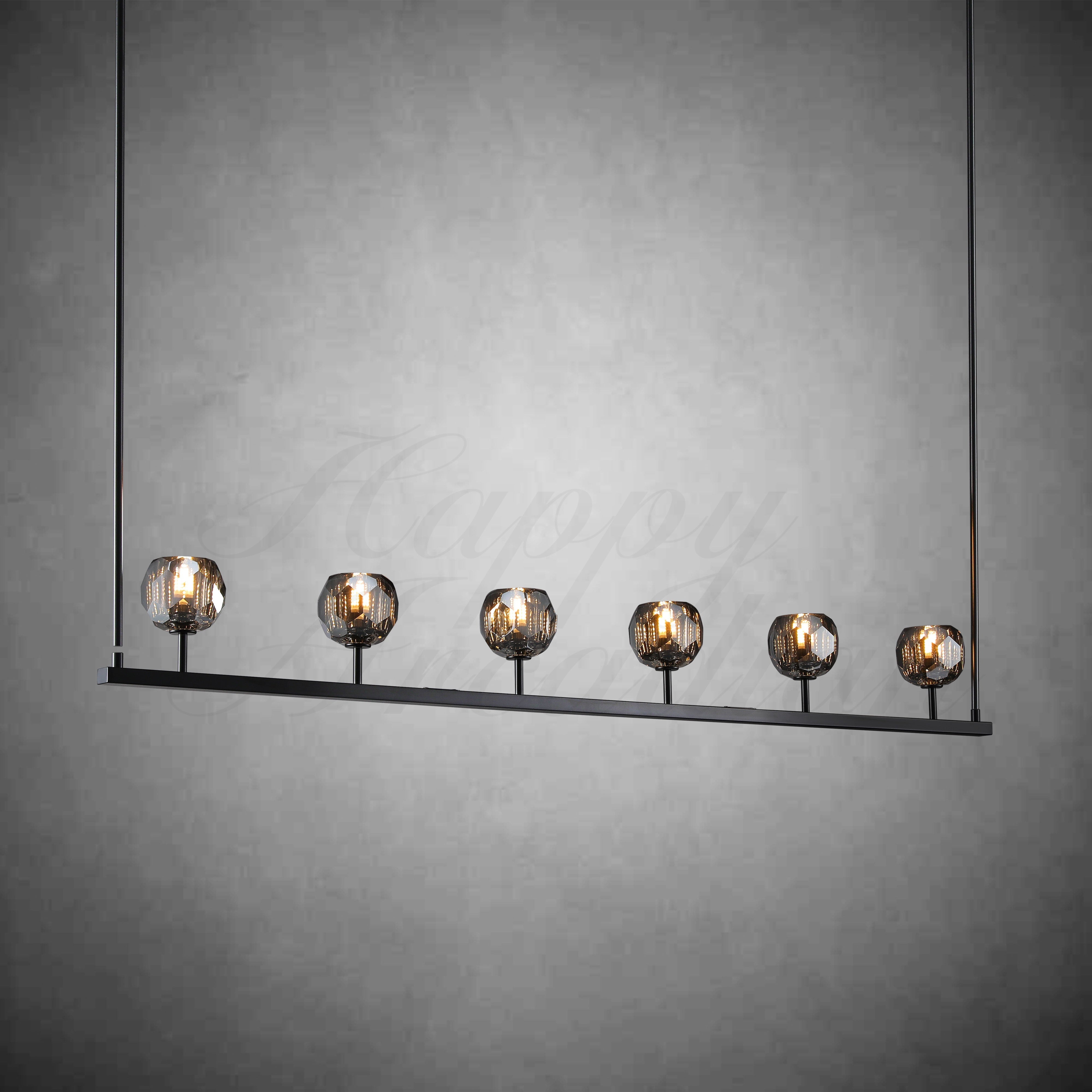 HA Bola De Smoke Glass Linear Chandelier 48" for Living room