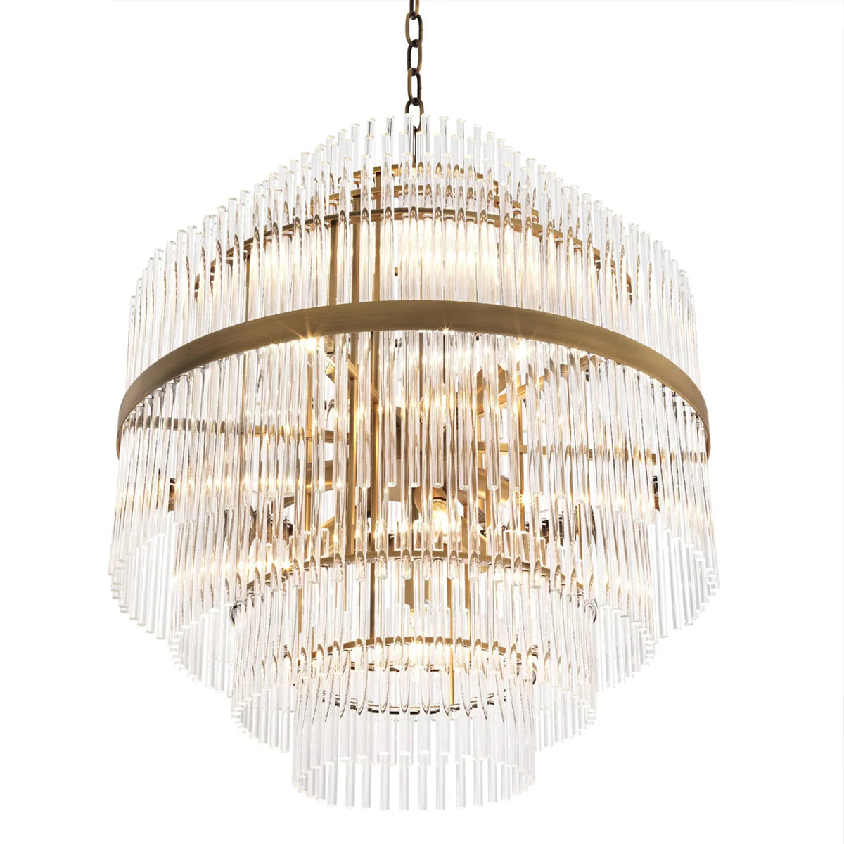 East Modern Brass Glass Chandelier