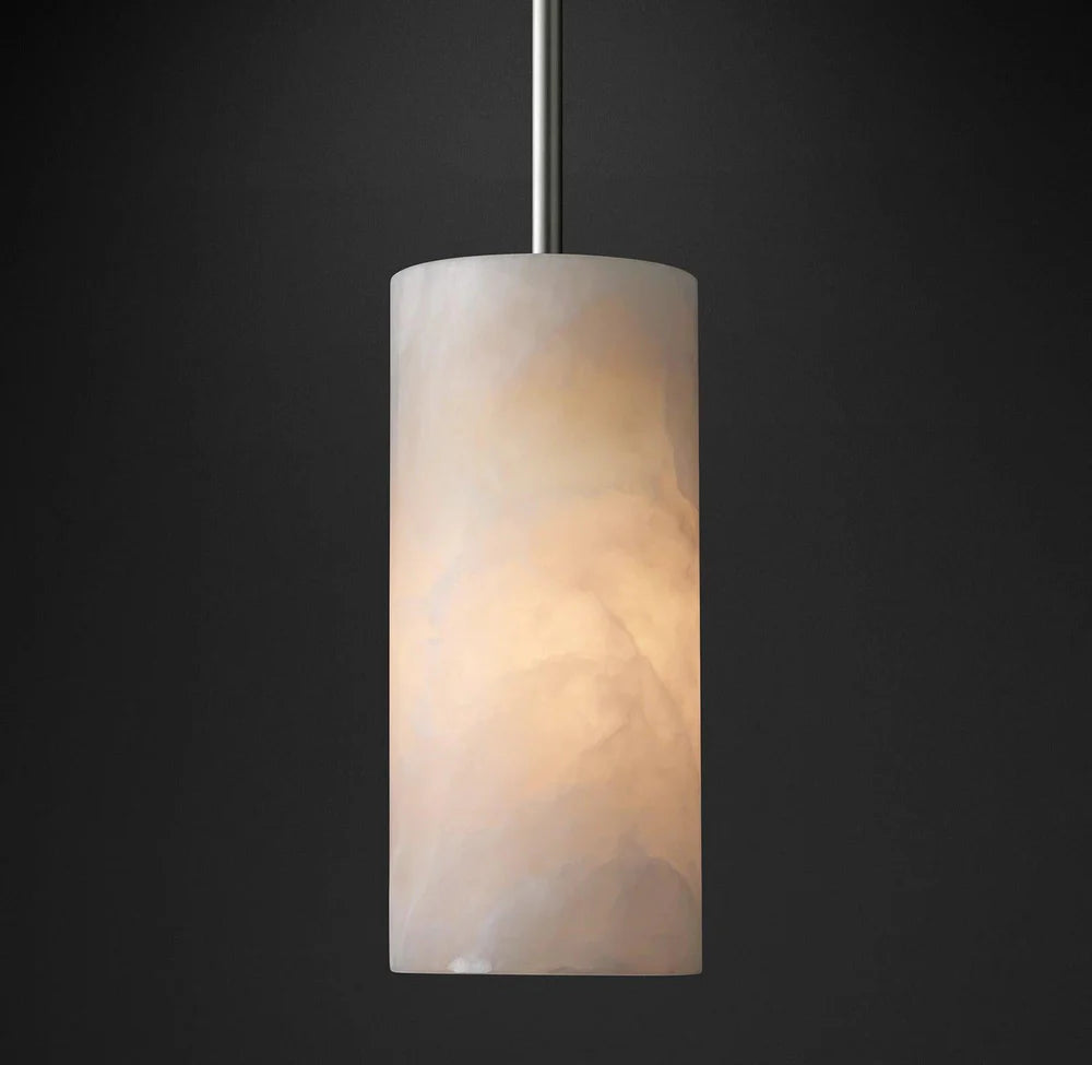 Hand Carved Alabaster Cylinder Pendant