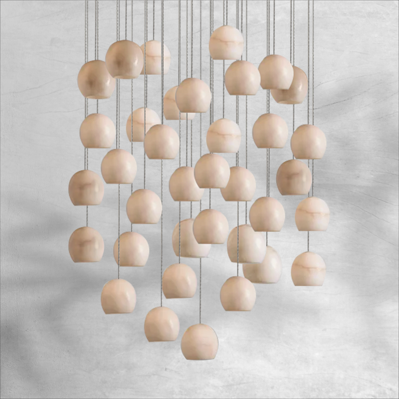 Maeva Round Alabster Chandelier 7'' 15'' 36''