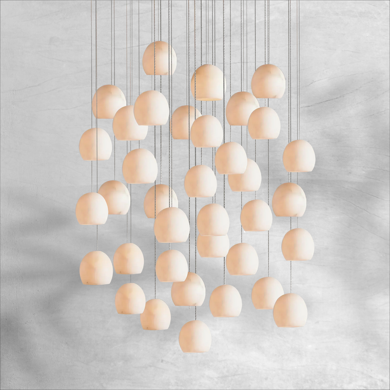 Maeva Round Alabster Chandelier 7'' 15'' 36''