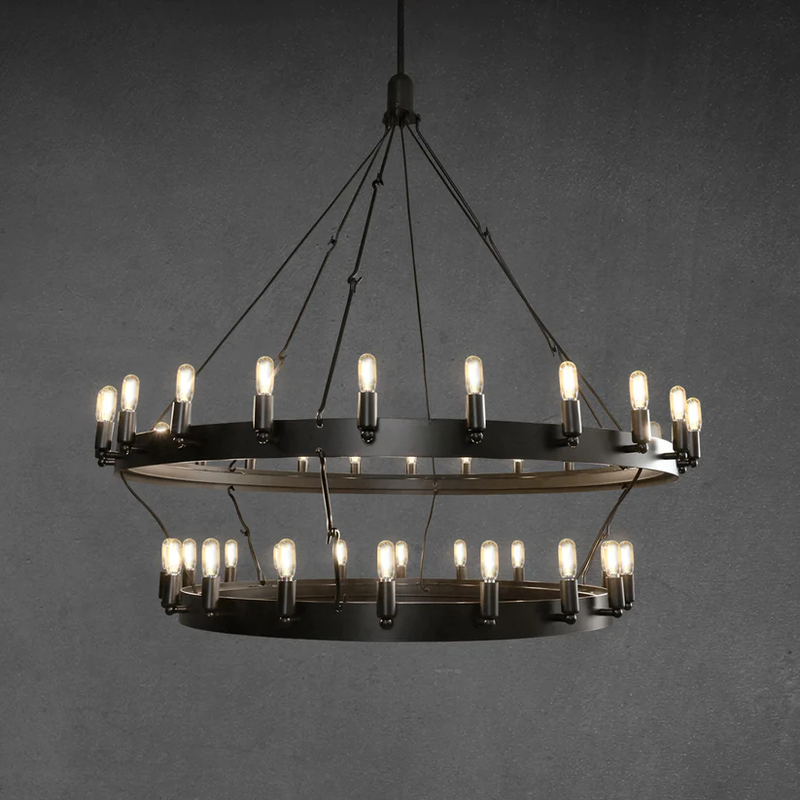 Radiant Vintage Filament Two-Tier Round Chandelier