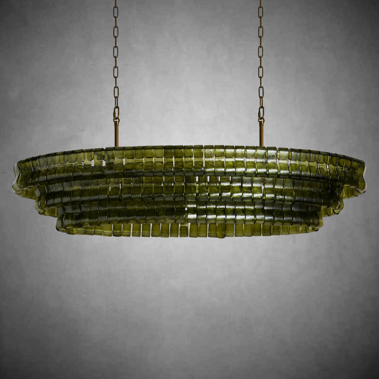 Ghiaccio Art Glass Oval Chandelier