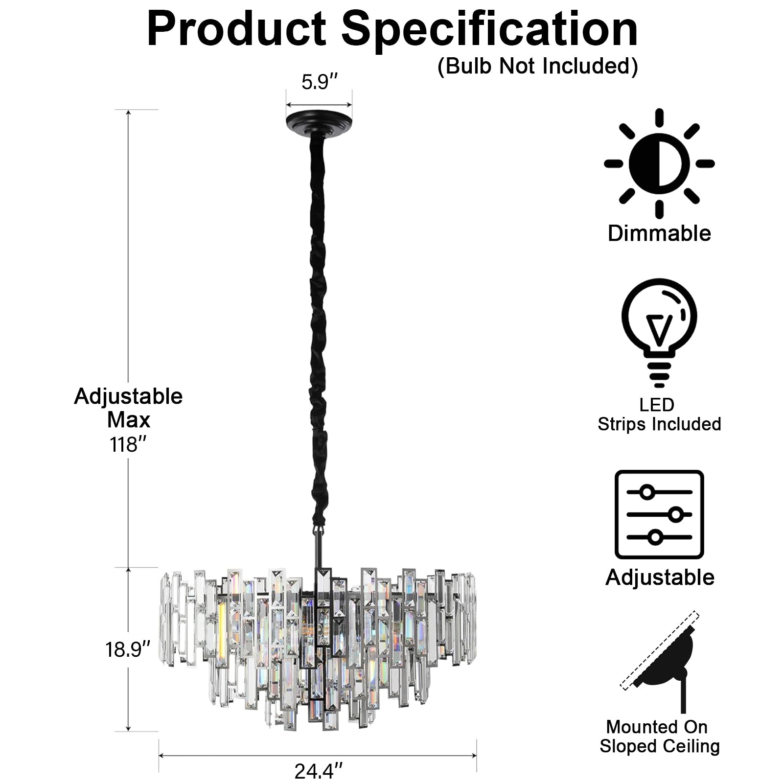 Modern Round K9 Crystal Chandelier