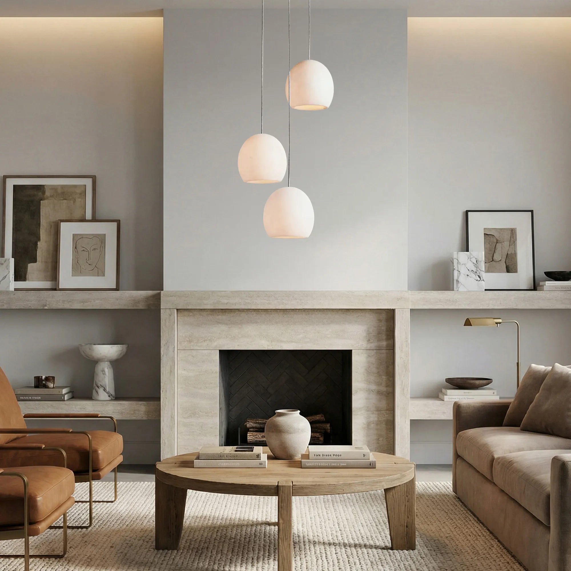 Maeva Round Alabster Chandelier 7'' 15'' 36''