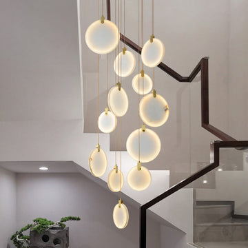 Queenie Alabaster disc Long Round chandelier For Loft