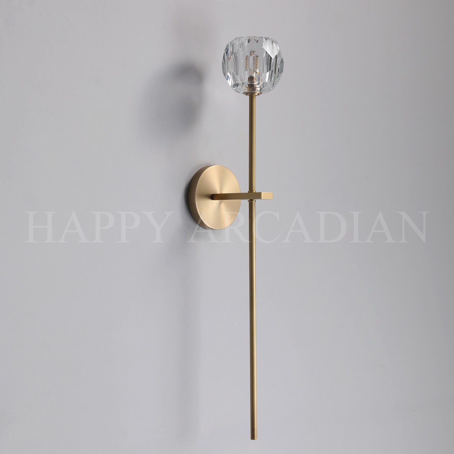 HA Bola De Long Style Clear Crystal Wall Sconces
