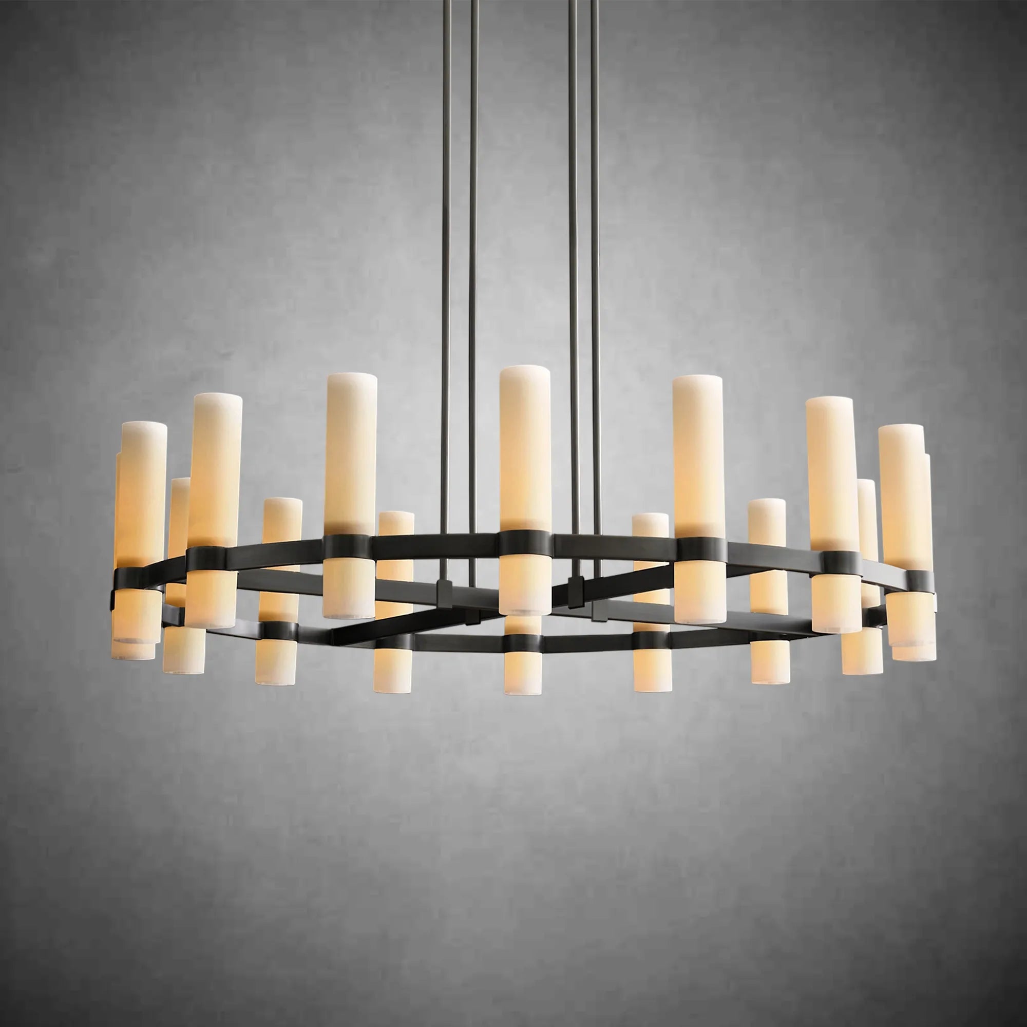 HA Rebecca Round Milk Glass Chandelier