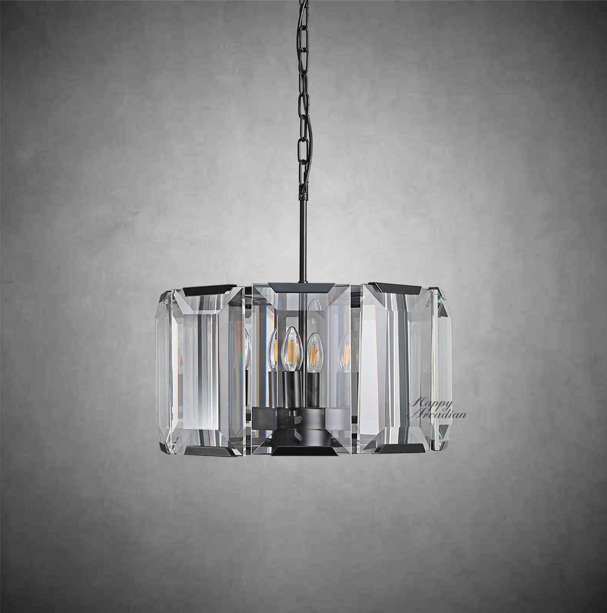 Halloway Crystal Round Chandelier for Living Room Bedroom Dining Room