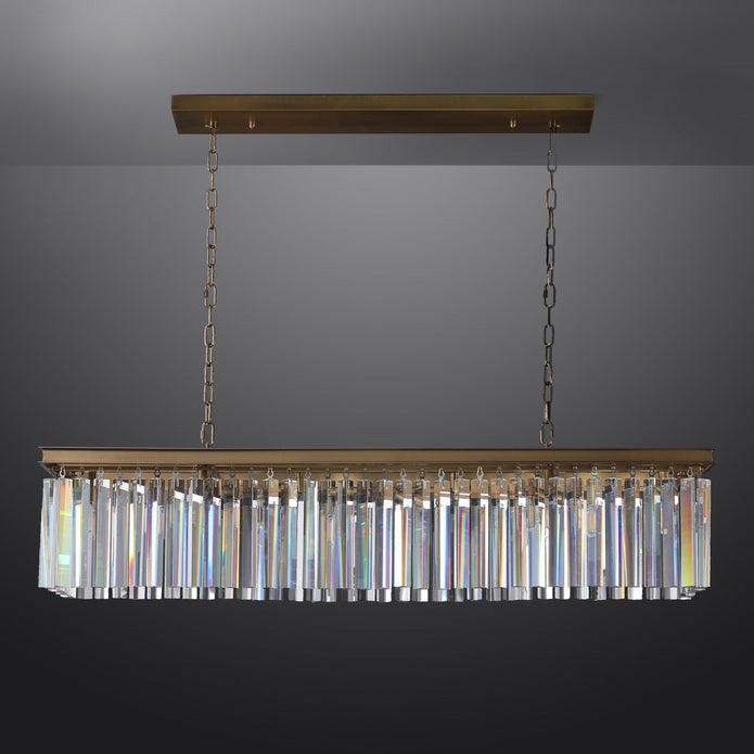 Zestra K9 Crystal Rectangular Chandelier 49"