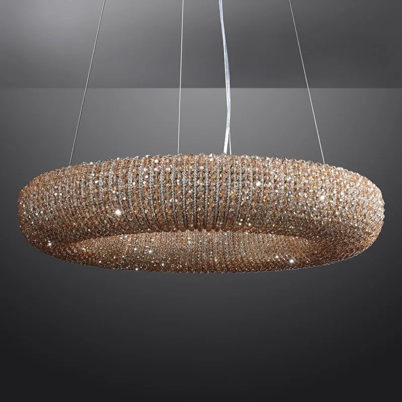 Amber Luxury Crystal Smoke Round Chandeliers