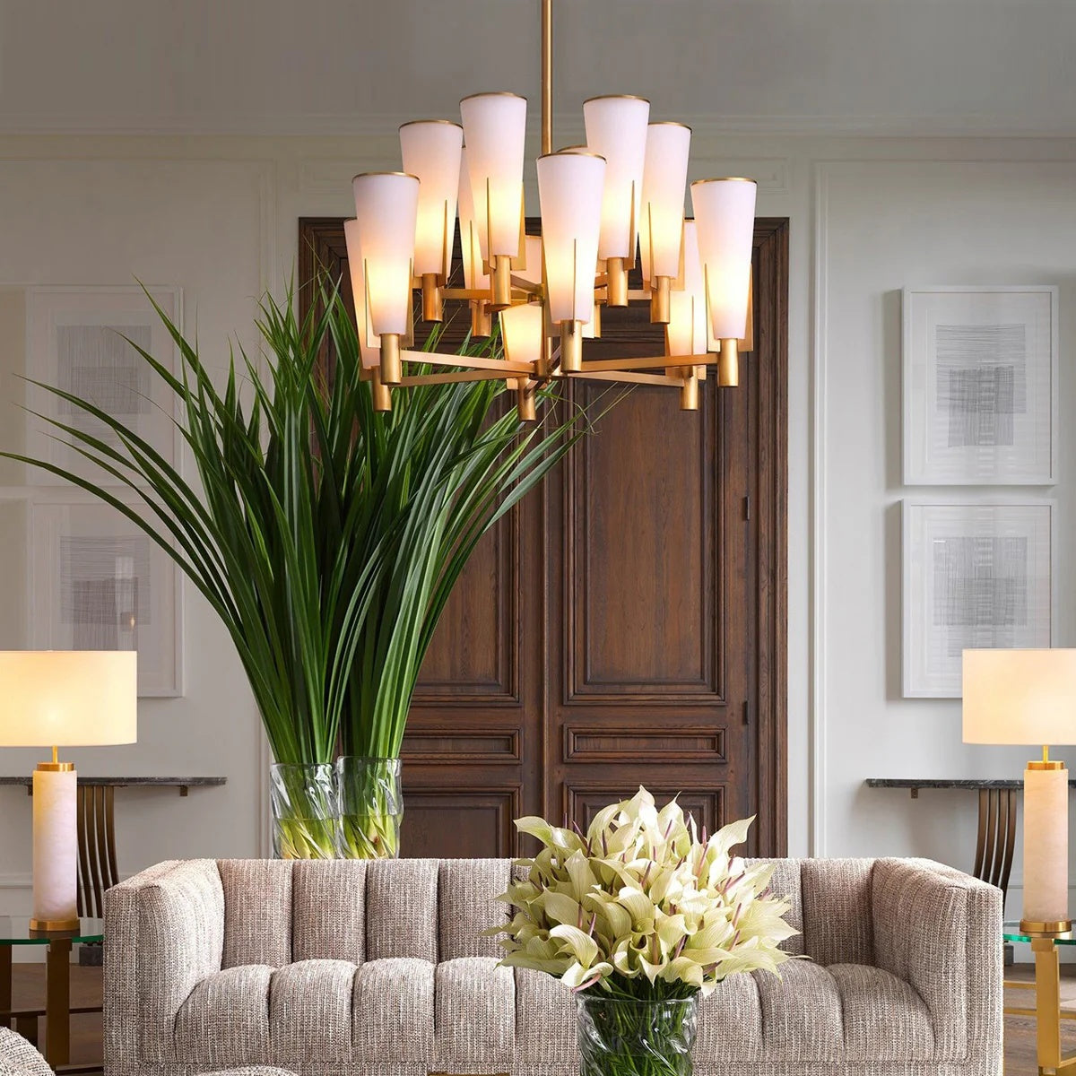 Dino Double Modern Brass Chandelier