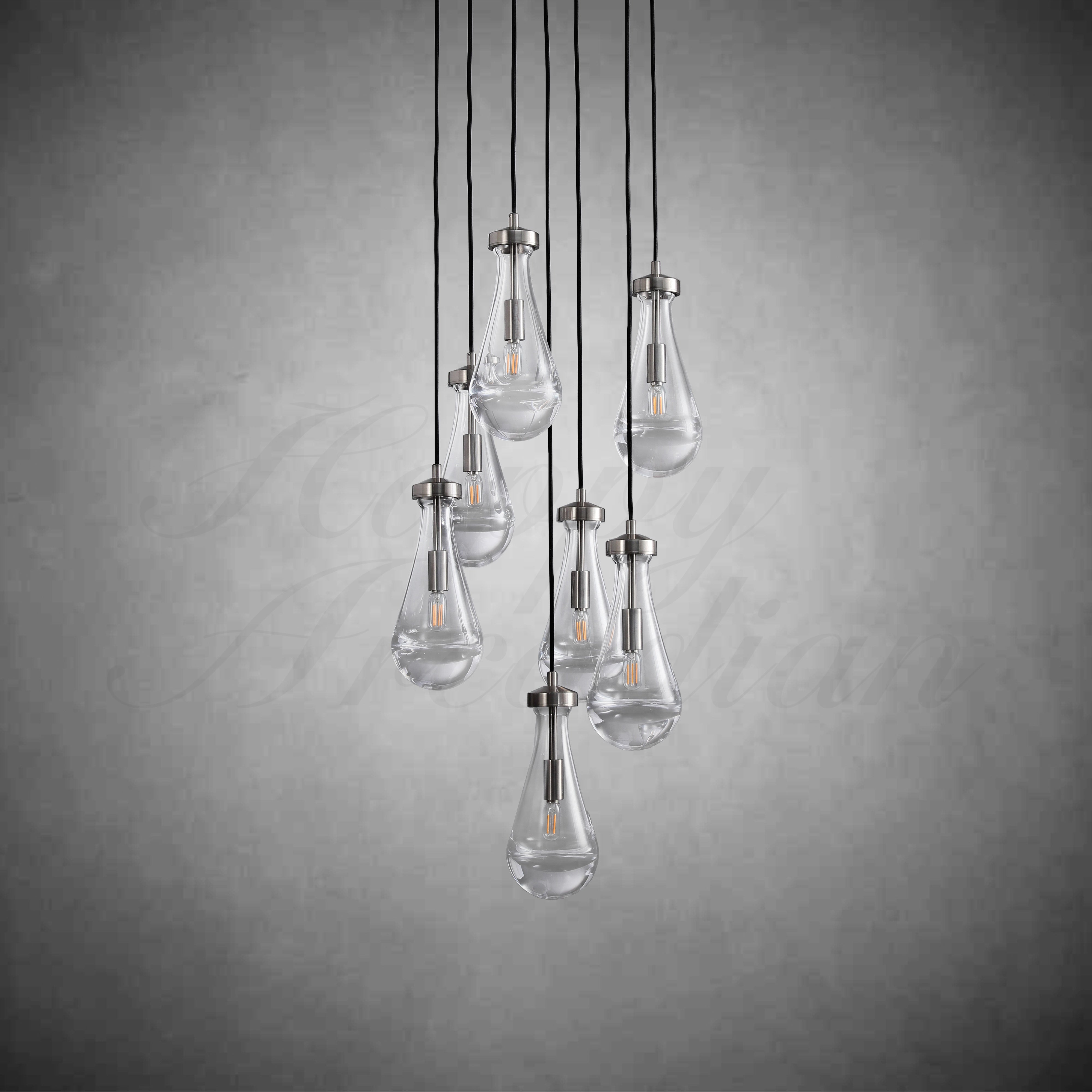 HA Raindrop Glass Round Chandelier 18"