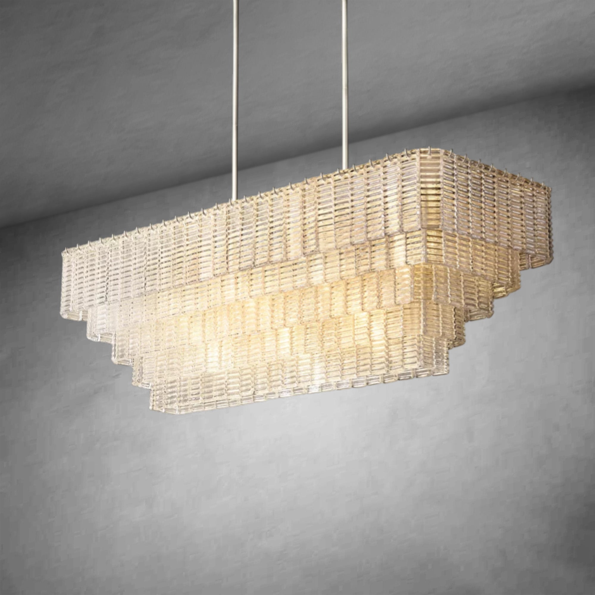 HA Sirena Clear Glass Rectangle Chandelier 59"