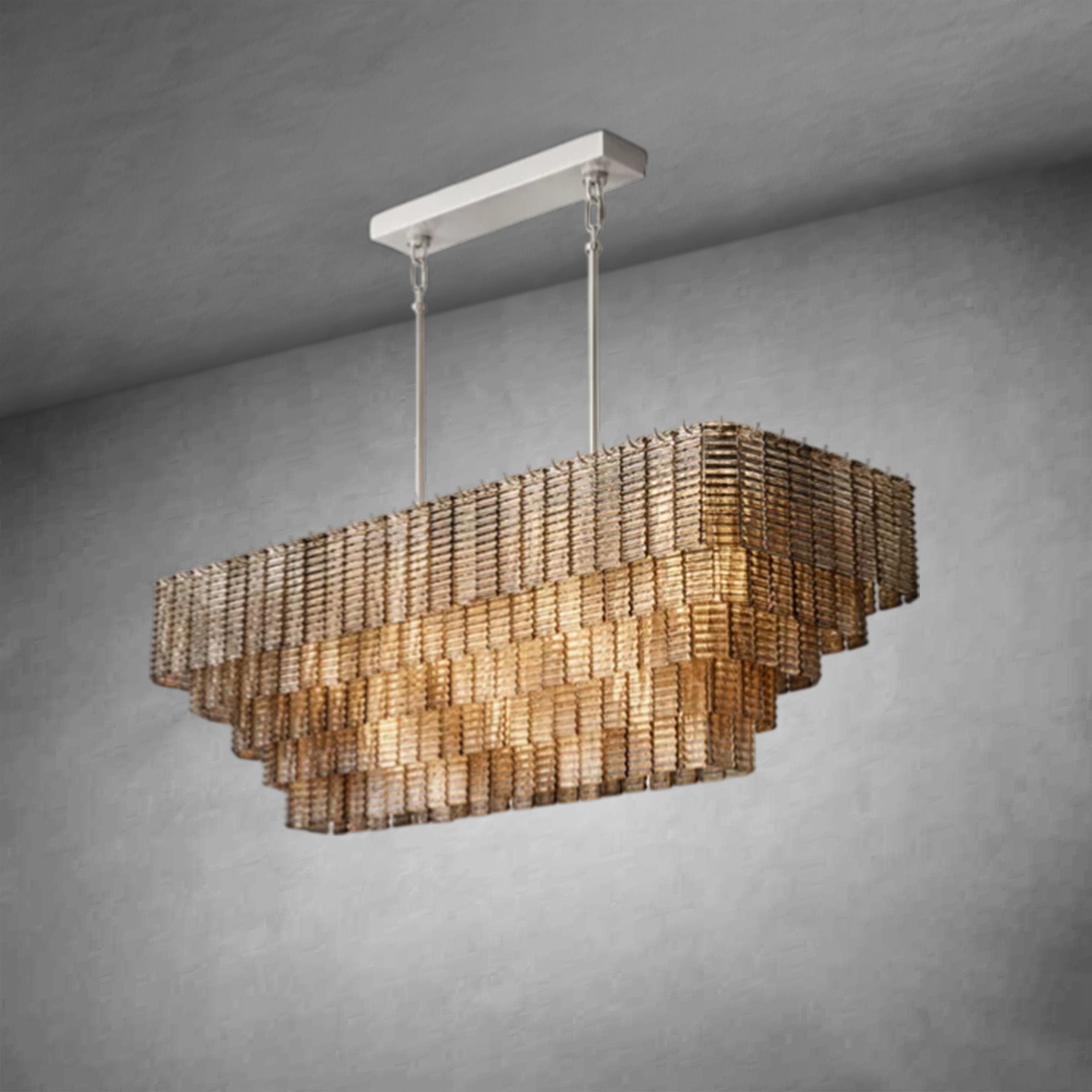 HA Sirena Smoke Glass Rectangle Chandelier 59"