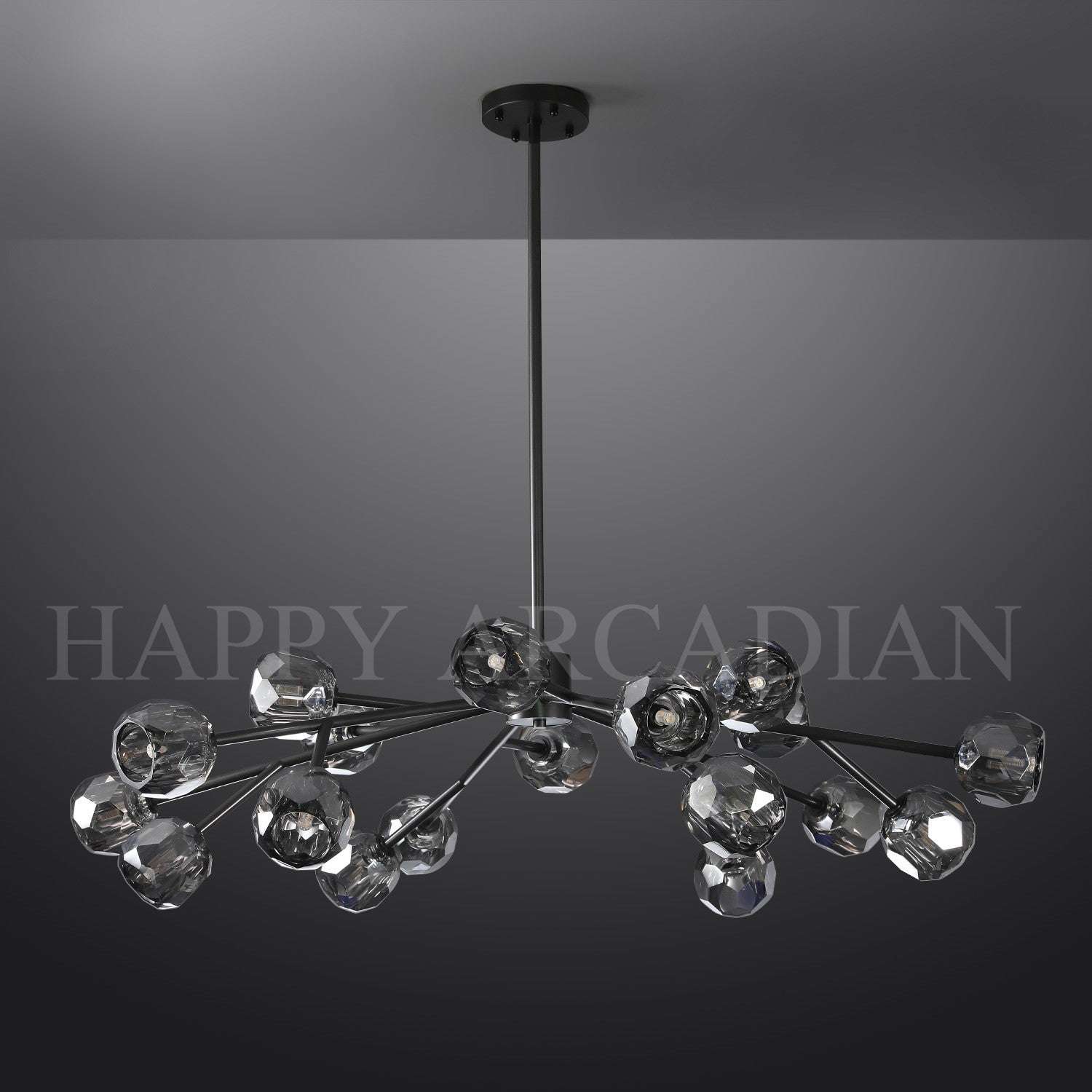 HA Bola De Smoke Crystal Round Chandelier 48"