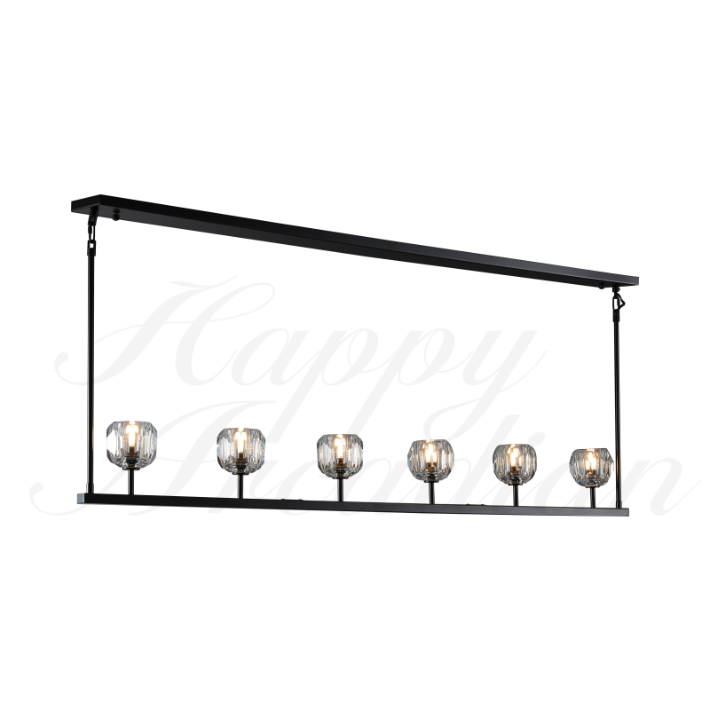 HA Bola De Clear Cristal Linear Chandelier 48"
