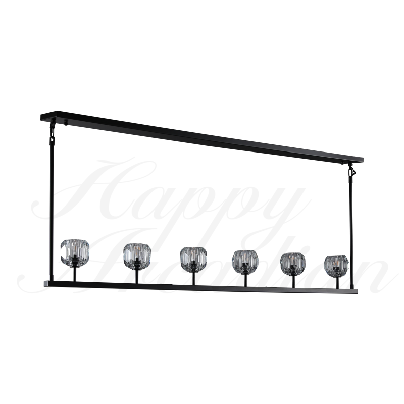 HA Bola De Clear Cristal Linear Chandelier 48"