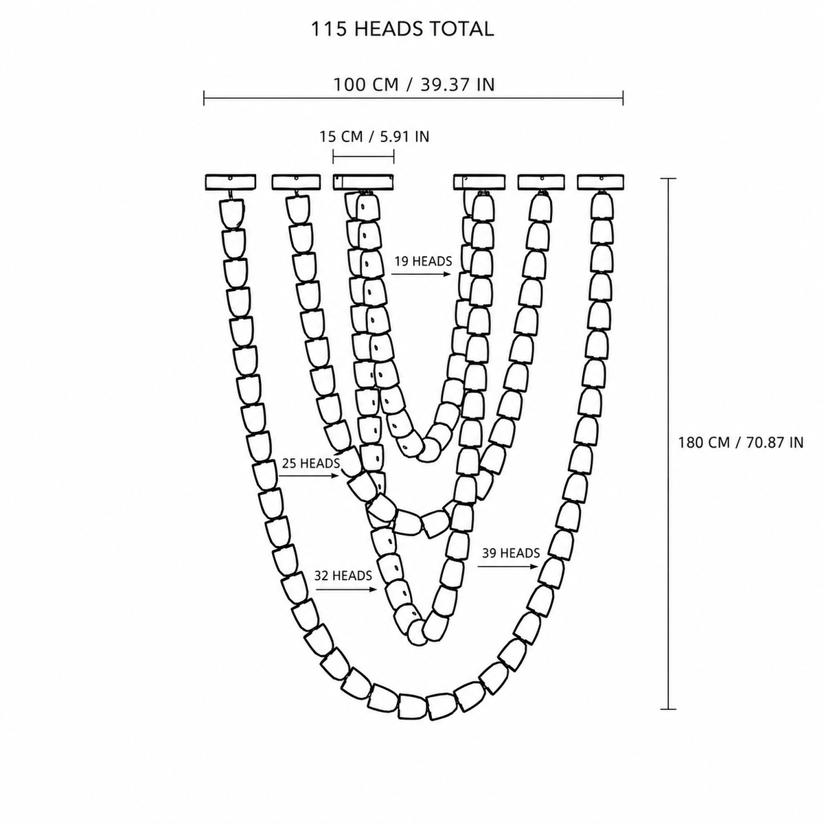 Versailles Veil Cascading Crystal Chandelier