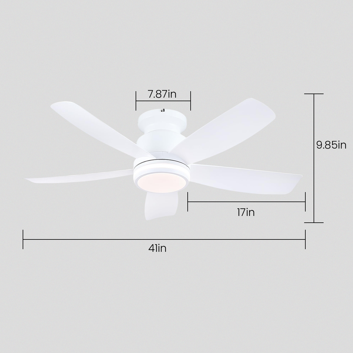 Recessed Remote Control Ceiling Fan Light 41"